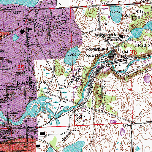 Topographic Map of Oak Grove Cemetery, MN