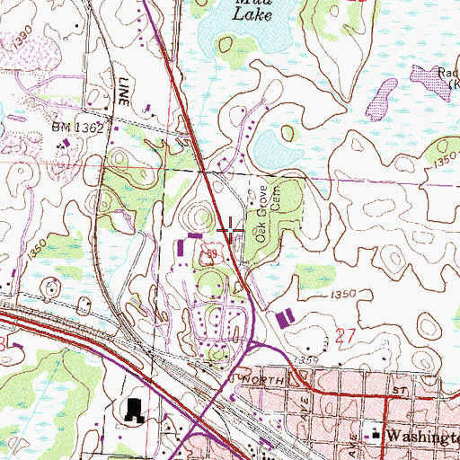 Topographic Map of Oak Grove Cemetery, MN