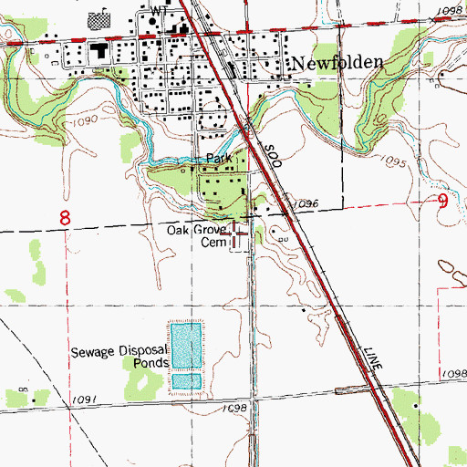 Topographic Map of Oak Grove Cemetery, MN