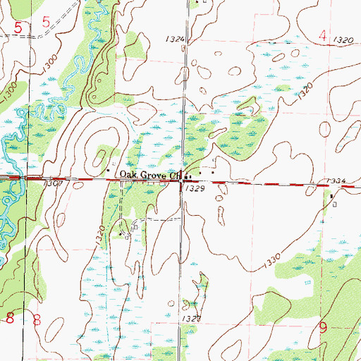 Topographic Map of Oak Grove Church, MN