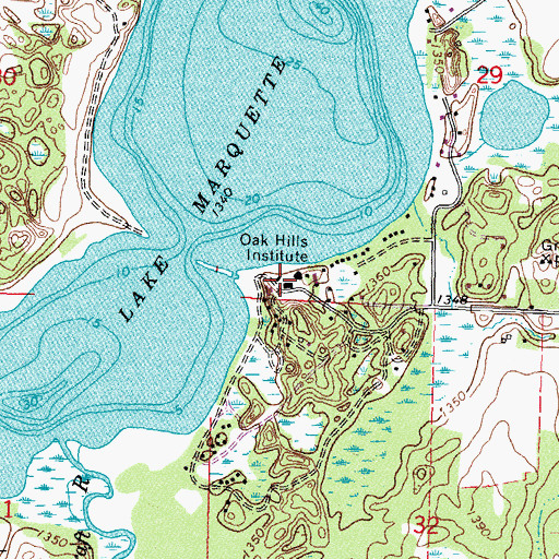 Topographic Map of Oak Hills Institute, MN