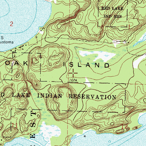 Topographic Map of Oak Island, MN