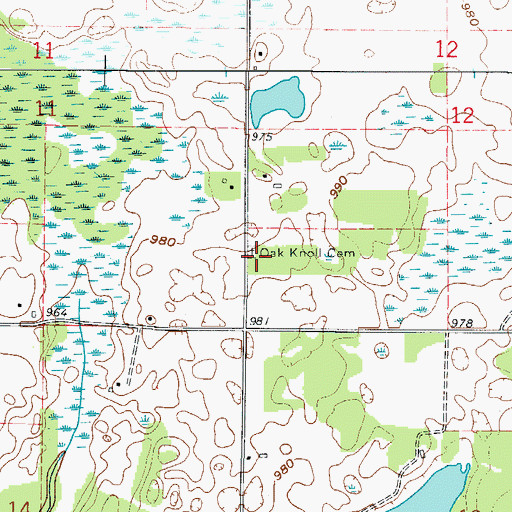 Topographic Map of Oak Knoll Cemetery, MN