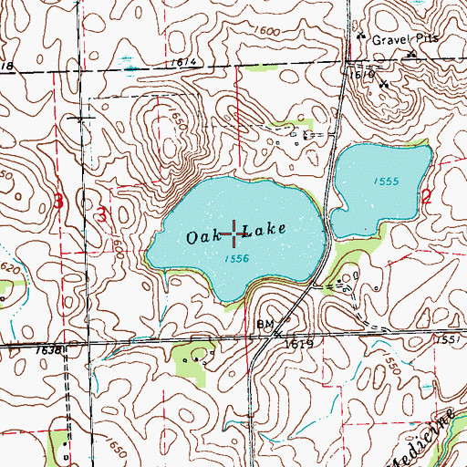 Topographic Map of Oak Lake, MN
