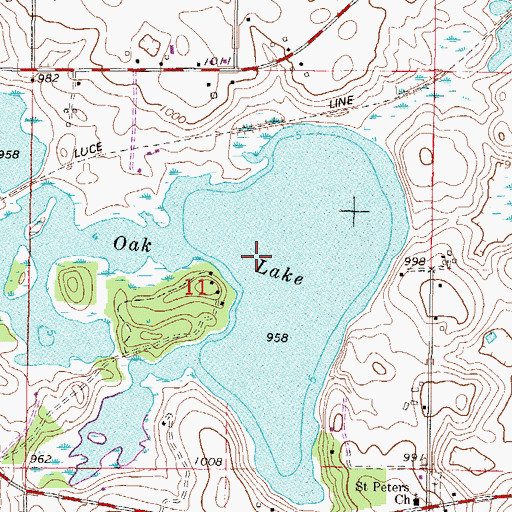Topographic Map of Oak Lake, MN