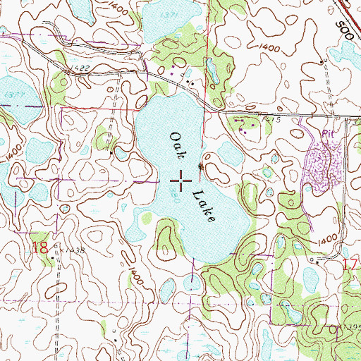Topographic Map of Oak Lake, MN