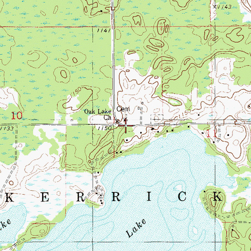 Topographic Map of Oak Lake Church, MN