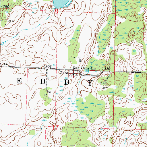 Topographic Map of Oak Park Church, MN