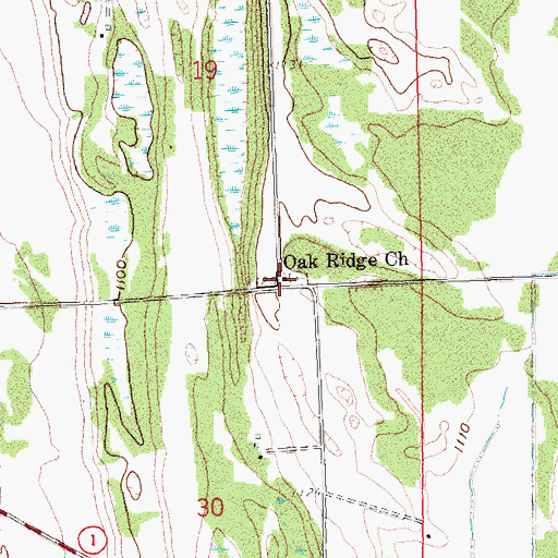 Topographic Map of Oak Ridge Church, MN