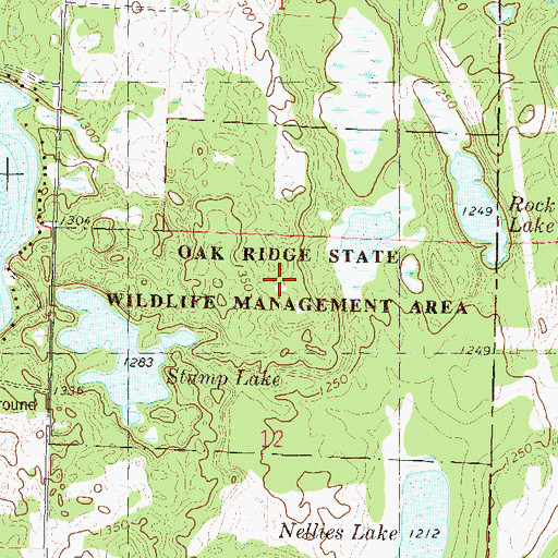 Topographic Map of Oak Ridge State Wildlife Management Area, MN