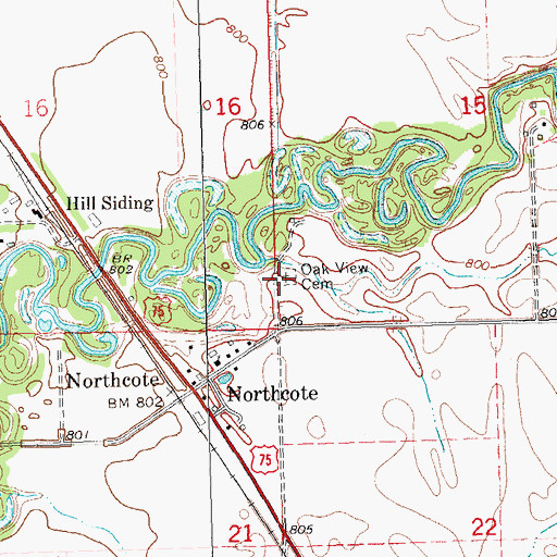 Topographic Map of Oak View Catholic Cemetery, MN