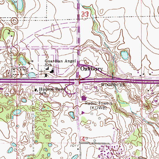 Topographic Map of Oakbury, MN