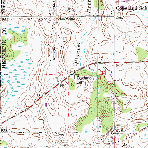 Topographic Map of Oakland Cemetery, MN