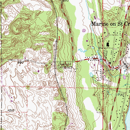 Topographic Map of Oakland Cemetery, MN