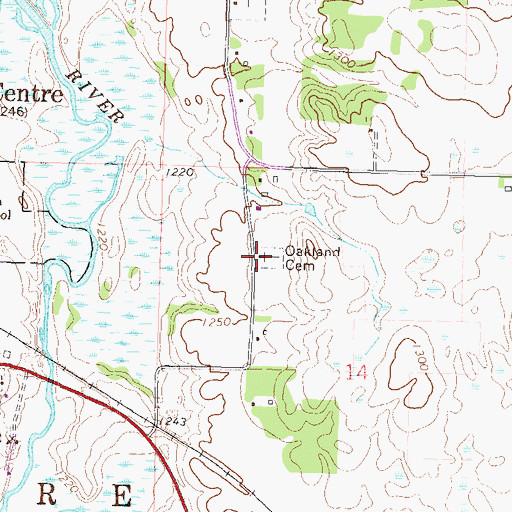 Topographic Map of Oakland Cemetery, MN