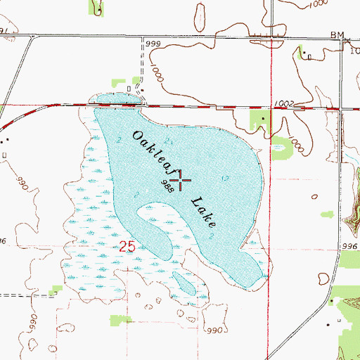 Topographic Map of Oakleaf Lake, MN