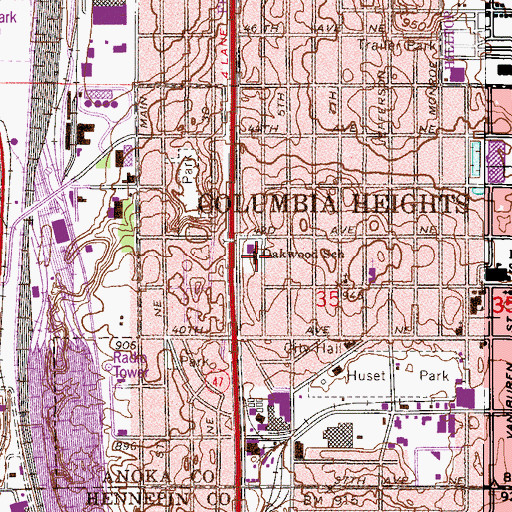 Topographic Map of Oakwood School, MN