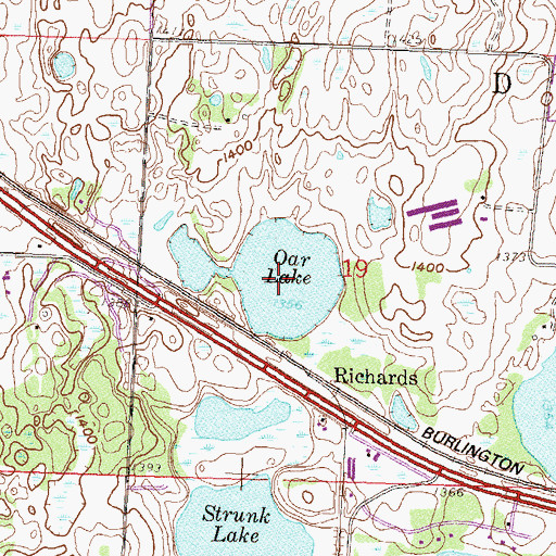 Topographic Map of Oar Lake, MN