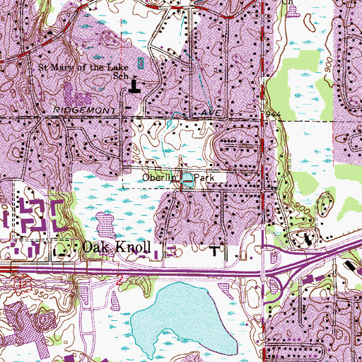 Topographic Map of Oberlin Park, MN
