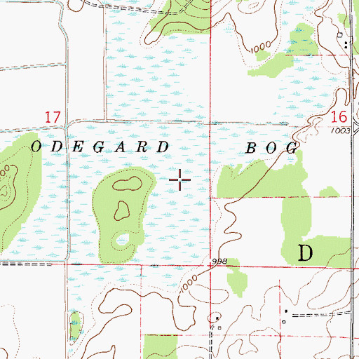 Topographic Map of Odegard Bog, MN