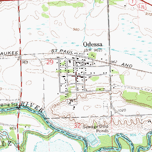 Topographic Map of Odessa, MN