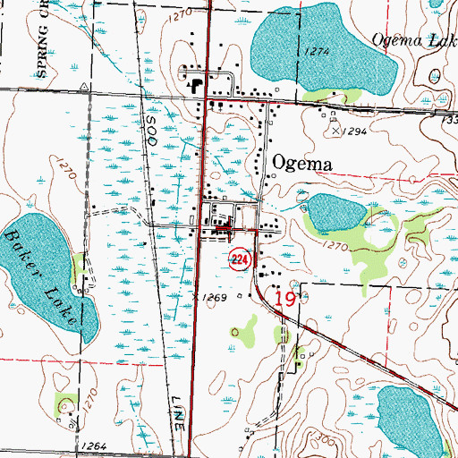 Topographic Map of Ogema, MN