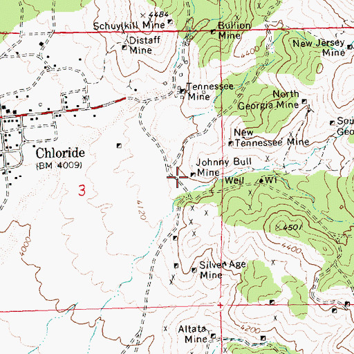 Topographic Map of Johnny Bull Mine, AZ
