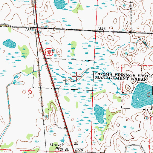 Topographic Map of Ogema Springs State Wildlife Management Area, MN
