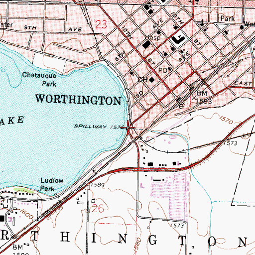 Topographic Map of Okabena Lake, MN