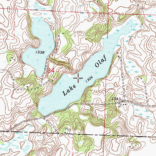 Topographic Map of Lake Olaf, MN