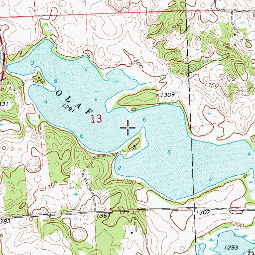 Topographic Map of Lake Olaf, MN