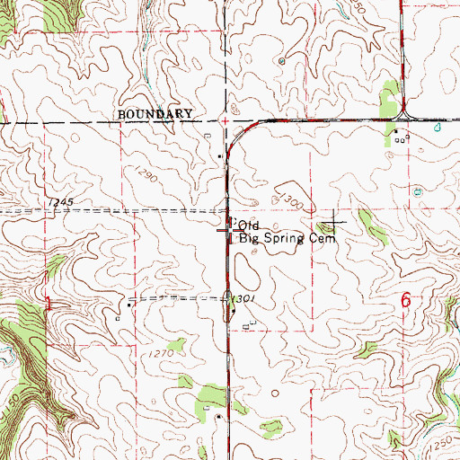 Topographic Map of Old Big Spring Cemetery, MN