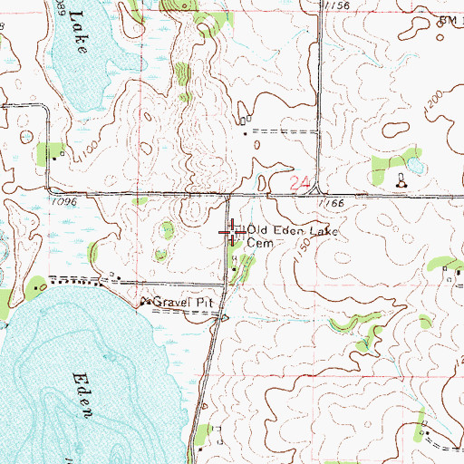 Topographic Map of Old Eden Lake Cemetery, MN