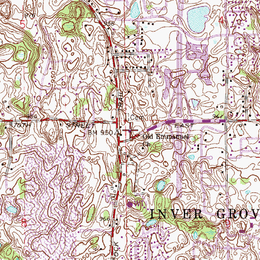 Topographic Map of Old Emmanuel Church, MN