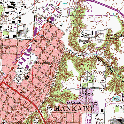 Topographic Map of Old Masonic Cemetery, MN