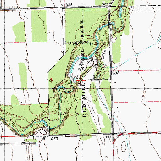 Topographic Map of Old Mill State Park, MN