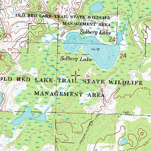 Topographic Map of Old Red Lake Trail State Wildlife Management, MN