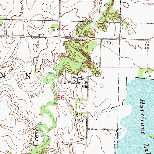 Topographic Map of Old Westbrook Church, MN