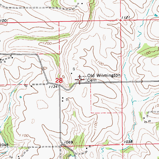 Topographic Map of Old Wilmington Cemetery, MN