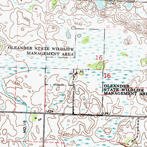 Topographic Map of Oleander State Wildlife Management Area, MN