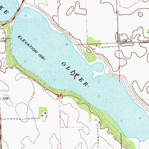 Topographic Map of Lake Oliver, MN