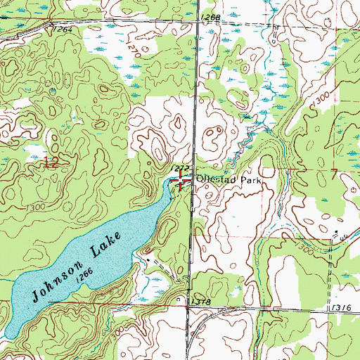 Topographic Map of Ollestad Park, MN