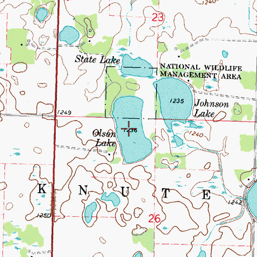 Topographic Map of Olson Lake, MN