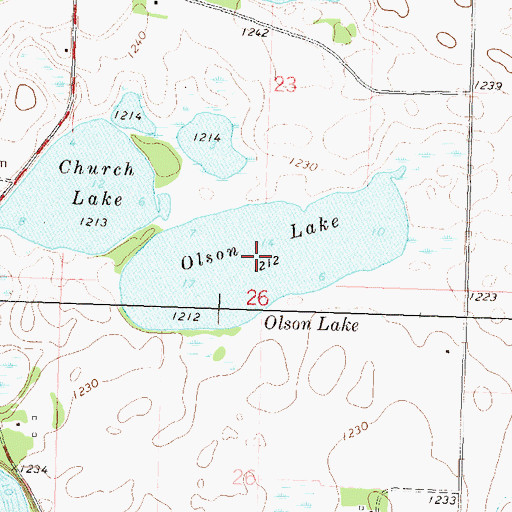 Topographic Map of Olson Lake, MN