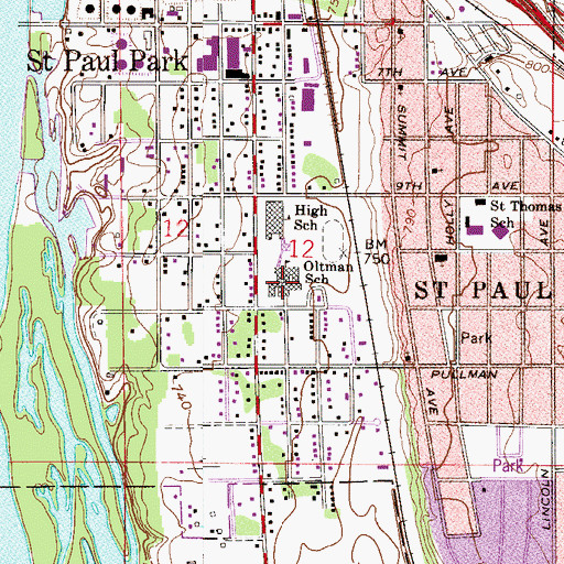 Topographic Map of Oltman School, MN