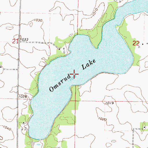 Topographic Map of Omsrud Lake, MN