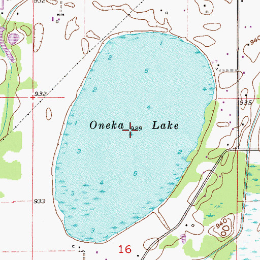 Topographic Map of Oneka Lake, MN