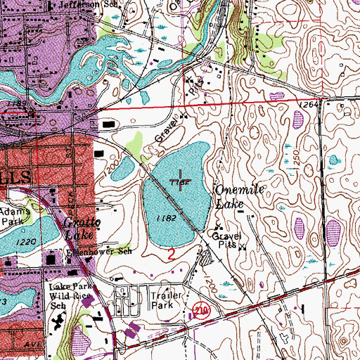 Topographic Map of Onemile Lake, MN