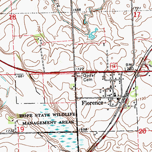 Topographic Map of Opdal Cemetery, MN