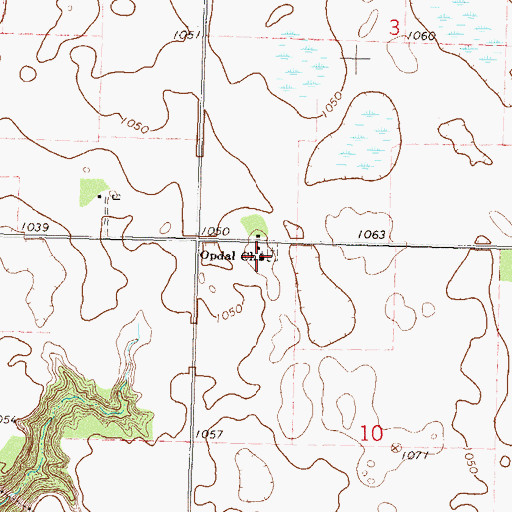 Topographic Map of Opdal Church, MN